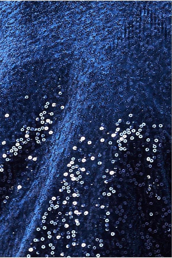 Goddiva Sequin Velvet Jumper - Navy By Goddiva