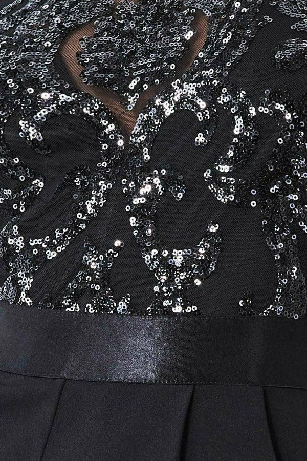 Goddiva Tassel Sequin Jumpsuit - Black By Goddiva