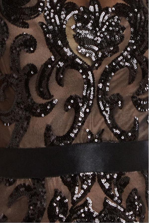 Goddiva Tassel Split Maxi Dress - Black By Goddiva