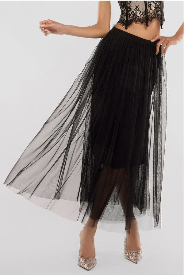 Goddiva Tulle Gathered Midaxi Skirt By Goddiva