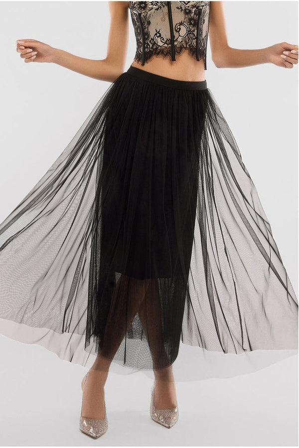 Goddiva Tulle Gathered Midaxi Skirt By Goddiva