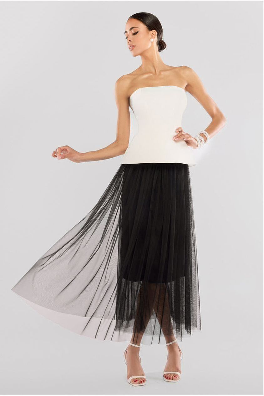goddiva Tulle Gathered Midaxi Skirt by Goddiva