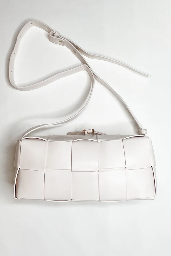 Goddiva Woven PU Shoulder Bag In Cream By SVNX
