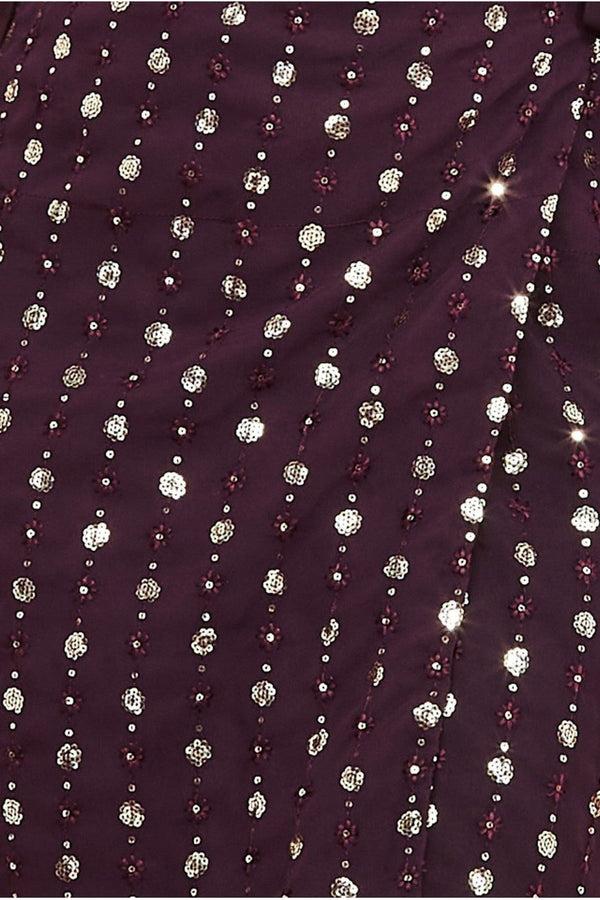 Goddiva Wrap Sequin Top With Cami - Wine By Goddiva