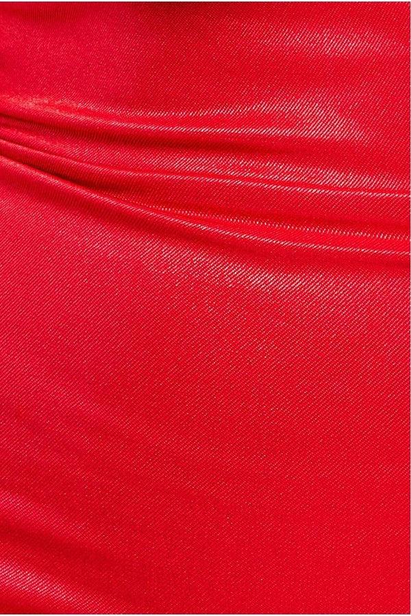 Goddiva Halter Cowl Neck Back Maxi Dress - Red By Goddiva