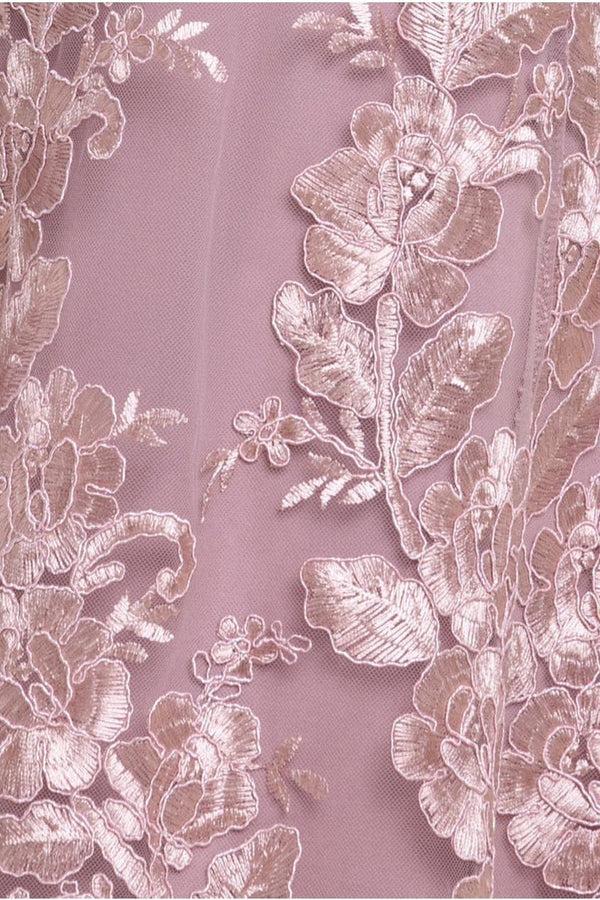 Goddiva Halter Neck Lace High And Low Dress - Pink By Goddiva