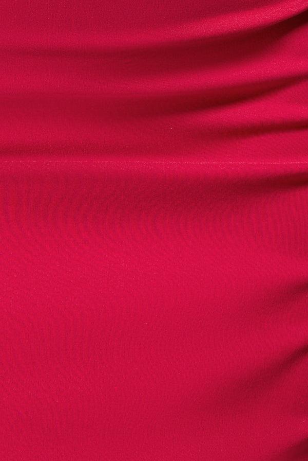 Goddiva Halter Neck Puff Hem Mermaid Midaxi Dress - Red By Goddiva