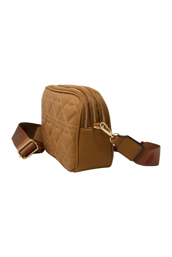 Goddiva Heart Quilted Crossbody Camera Bag In Tan By SVNX
