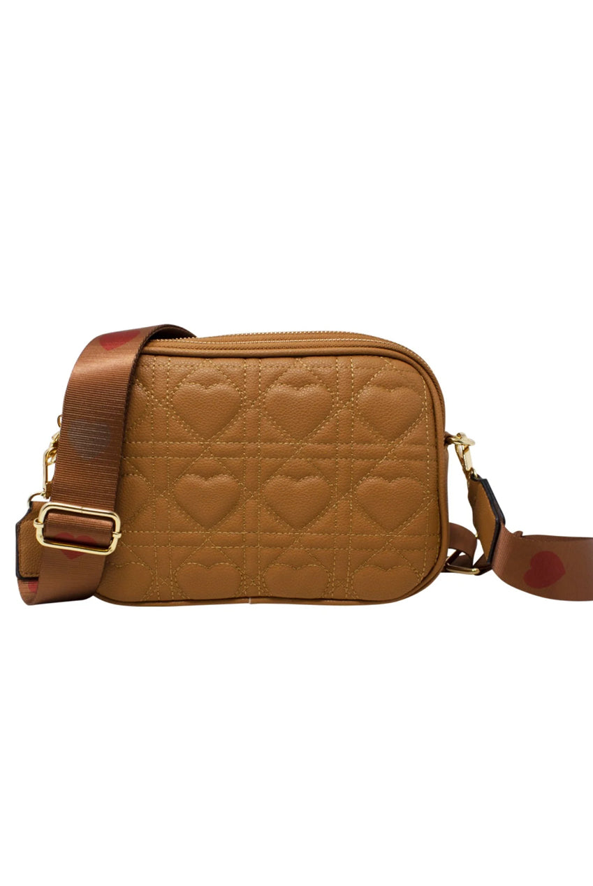 goddiva Heart Quilted Crossbody Camera Bag In Tan by SVNX