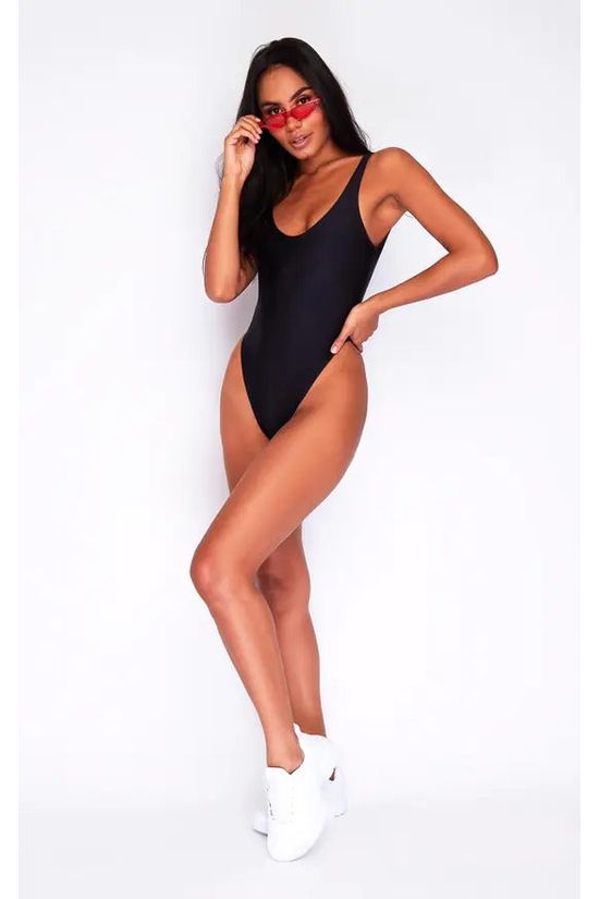 goddiva High Leg Brazilian Swimsuit In Black by Maribela