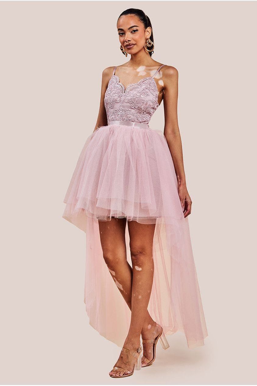 goddiva High Low Tulle Mini With Lace Bodice - Blush by Goddiva