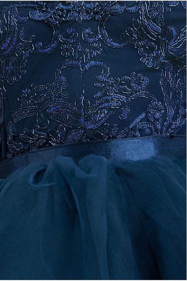Goddiva High Low Tulle Mini With Lace Bodice - Navy By Goddiva