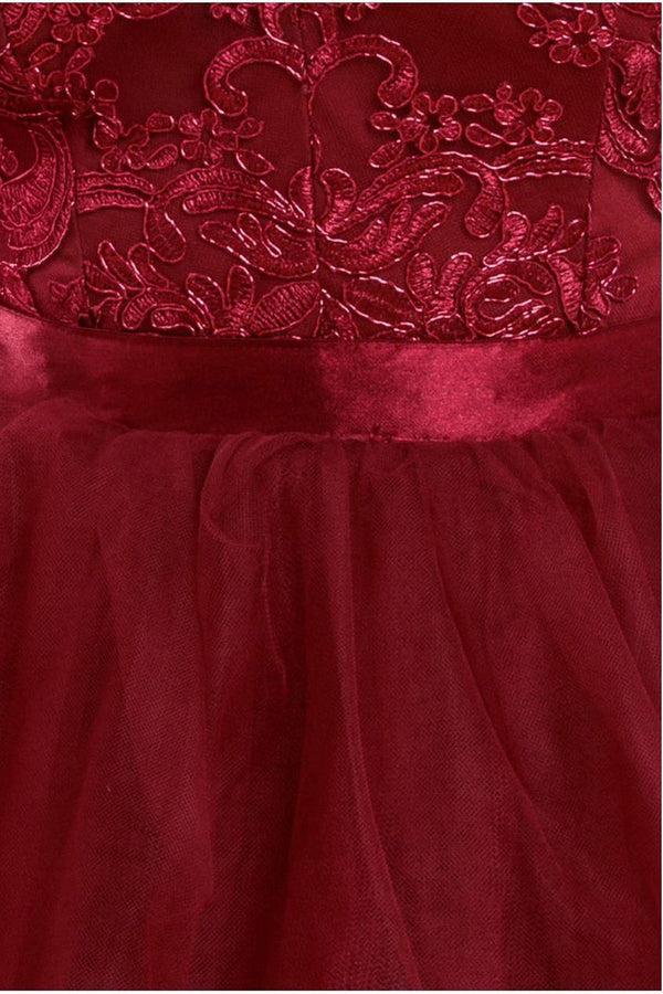 Goddiva High Low Tulle Mini With Lace Bodice - Wine By Goddiva