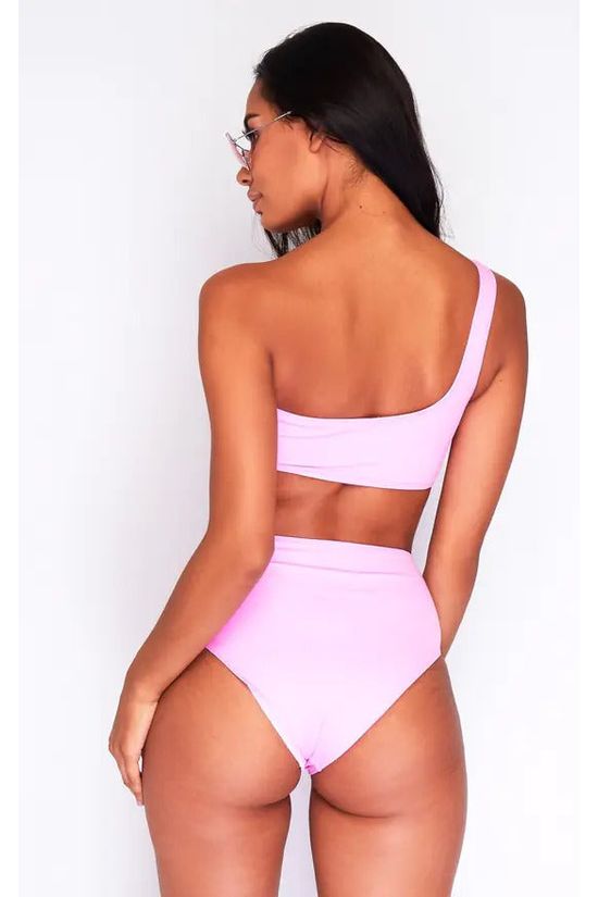 Goddiva High Waist Bikini Bottoms In Baby Pink By Maribela