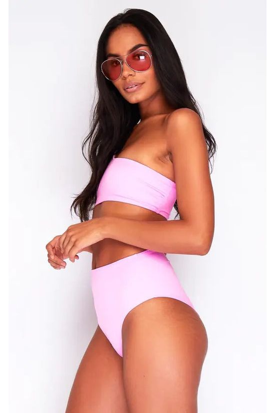 Goddiva High Waist Bikini Bottoms In Baby Pink By Maribela