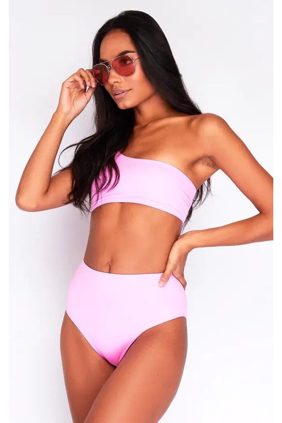 goddiva High Waist Bikini Bottoms In Baby Pink by Maribela