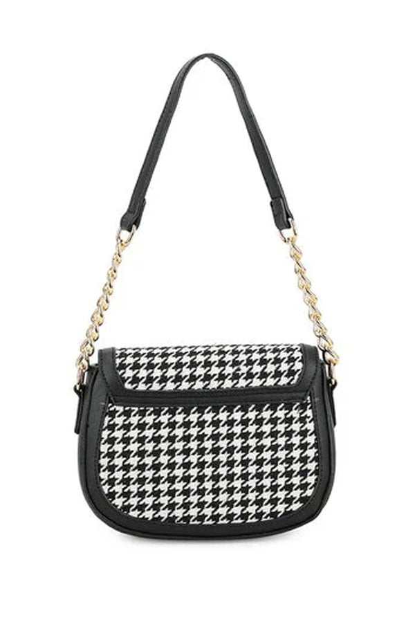 Goddiva Houndstooth Shoulder Bag In Black & White By SVNX