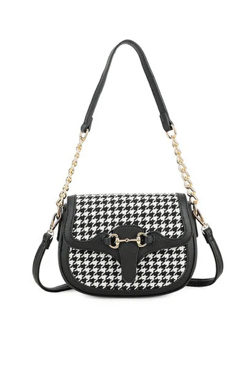 goddiva Houndstooth Shoulder Bag In Black & White by SVNX