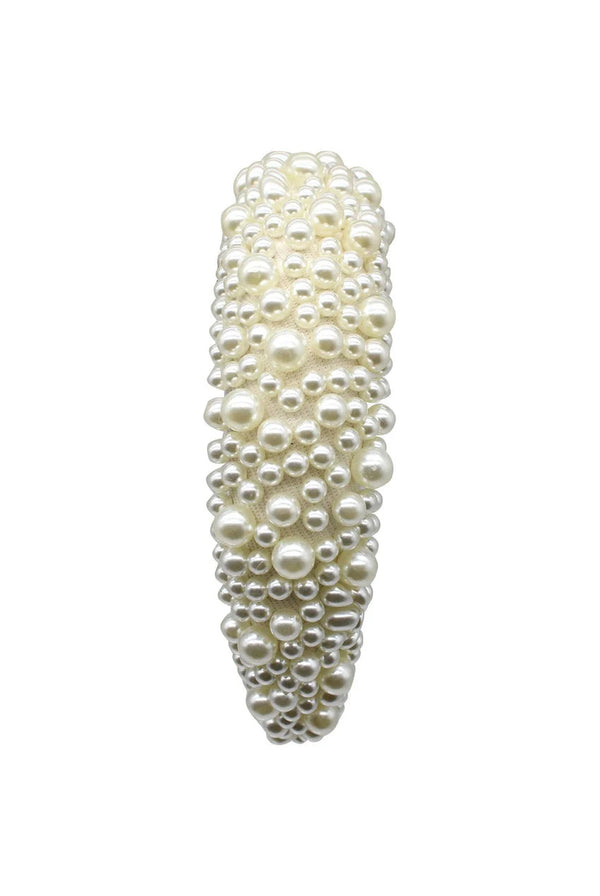 Goddiva Ivory Mix Pearl Embellished Headband By SVNX