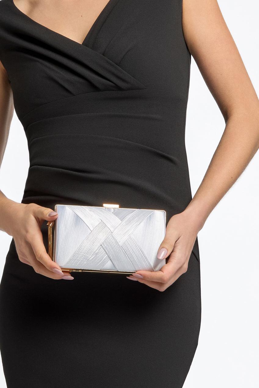 goddiva Ivory Satin Clutch Bag With Tassels by Aftershock London