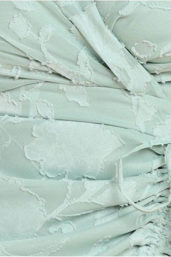 Goddiva Jacquard Chiffon Wrap High Low Midaxi Dress - SageGreen By Goddiva