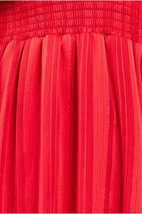 Goddiva Keyhole High Neck Flutter Sleeve Maxi - Red By Goddiva