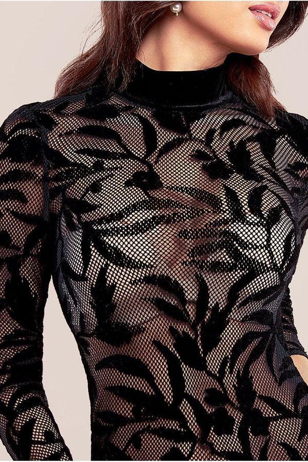 Goddiva Knitted Burnout Multiway Bodycon Midi Dress - Black By Goddiva