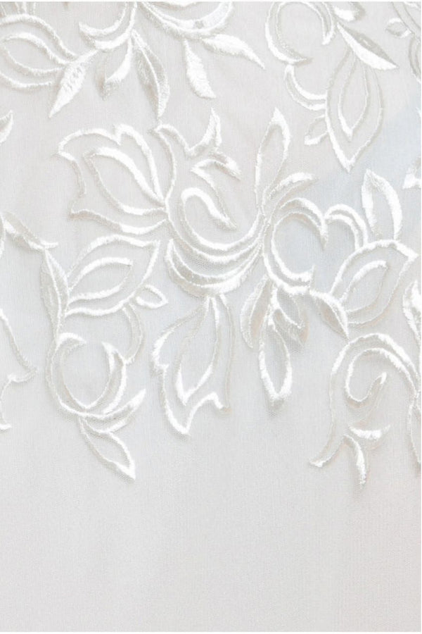 Goddiva Lace Flutter Sleeve Embroidered Mesh A Line Maxi Dress - White By Goddiva