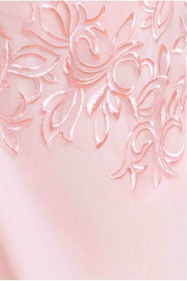 Goddiva Lace Flutter Sleeve Embroidered Mesh A Line Maxi Dress - Pink By Goddiva