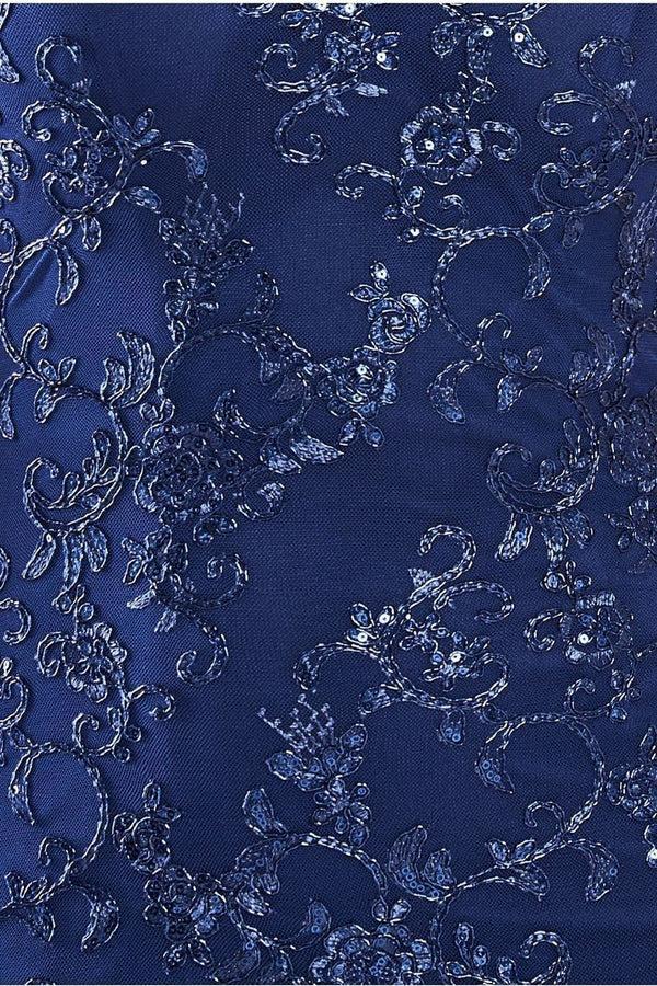 Goddiva Lace Scallop Edge Mermaid Maxi Dress - Navy By Goddiva