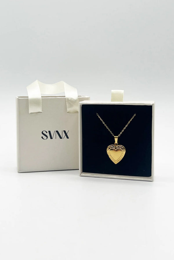 Goddiva Large Heart Locket Necklace In Gold By SVNX