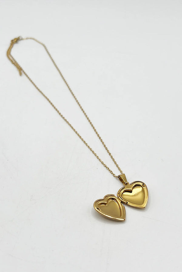 Goddiva Large Heart Locket Necklace In Gold By SVNX