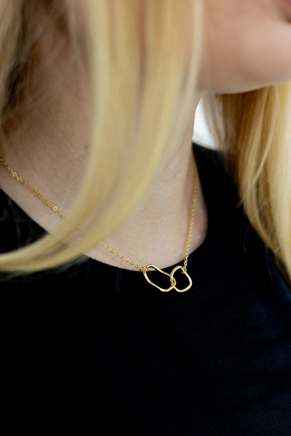 Goddiva Linked Twin Hoop Necklace In Gold By Last True Angel