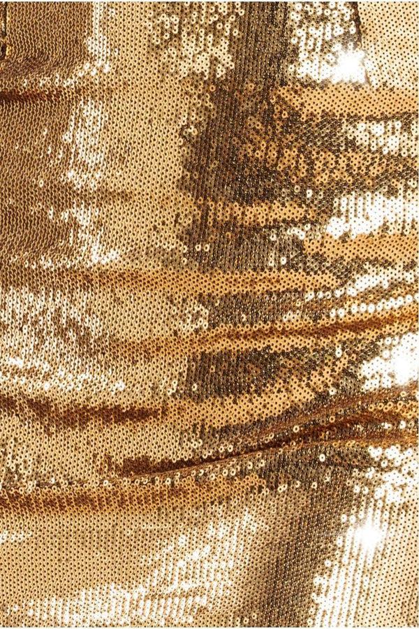 Goddiva Liquid Sequin Boobtube Midaxi With Corsage - Gold By Goddiva