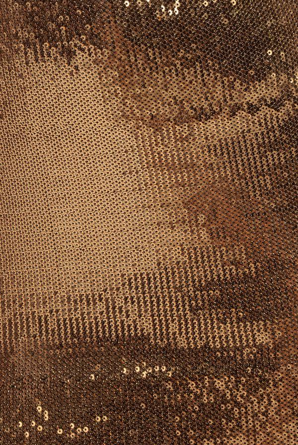 Goddiva Liquid Sequin Corsage Maxi Dress - Gold By Goddiva