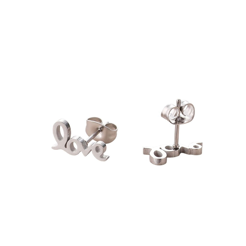 goddiva 'Love' Stud Earring In Silver by Last True Angel