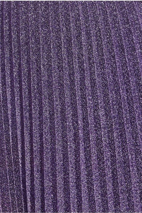 Goddiva Lurex Halterneck Pleated Maxi Dress - Purple By Goddiva