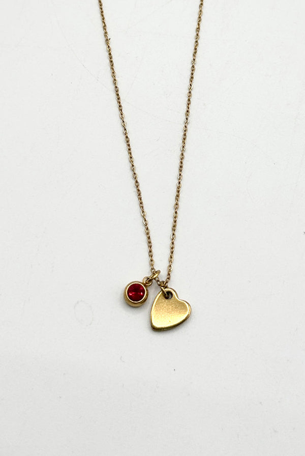 Goddiva Mini Heart & July Birthstone Necklace In Gold - Gift Boxed By SVNX