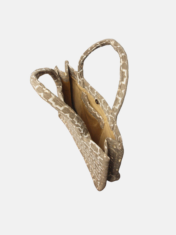 Goddiva Moroccan Geometric Print Fabric Tote Bag In Grey By Berber Leather