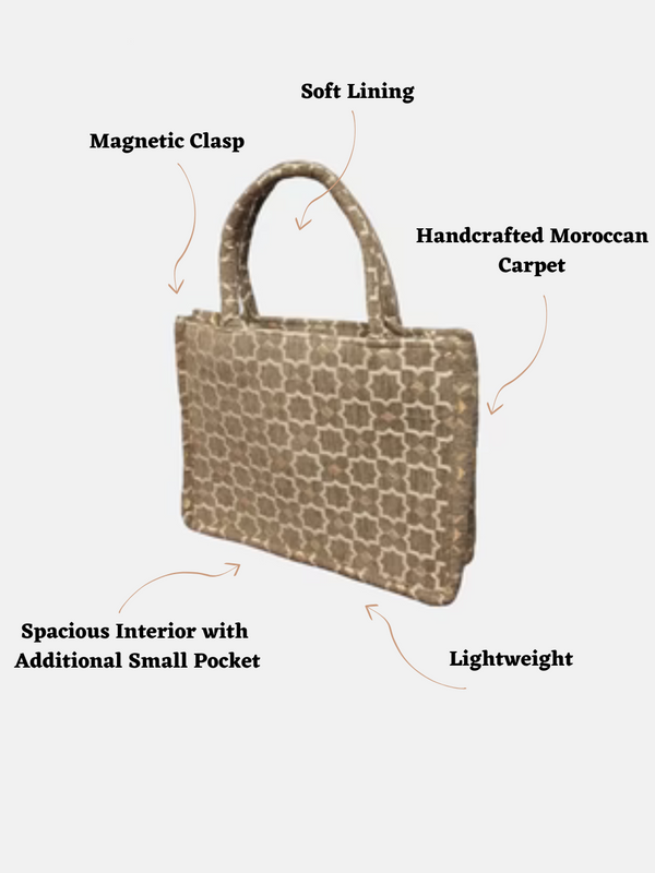 Goddiva Moroccan Geometric Print Fabric Tote Bag In Grey By Berber Leather