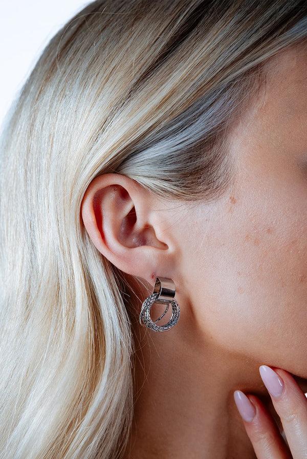 Goddiva Multi-Layer Circle Stud Earrings In Silver By SVNX