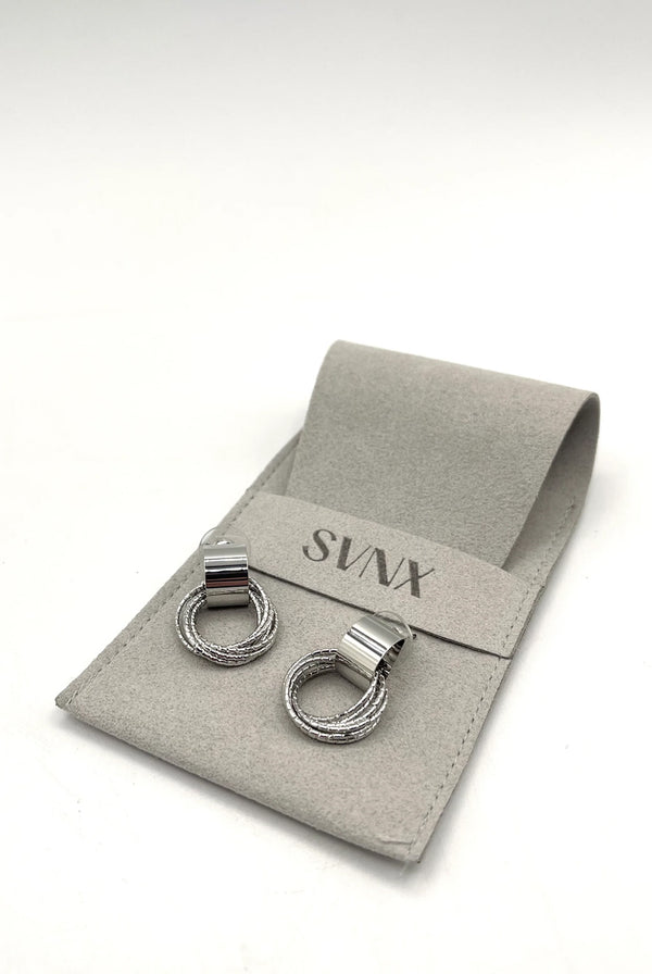 Goddiva Multi-Layer Circle Stud Earrings In Silver By SVNX