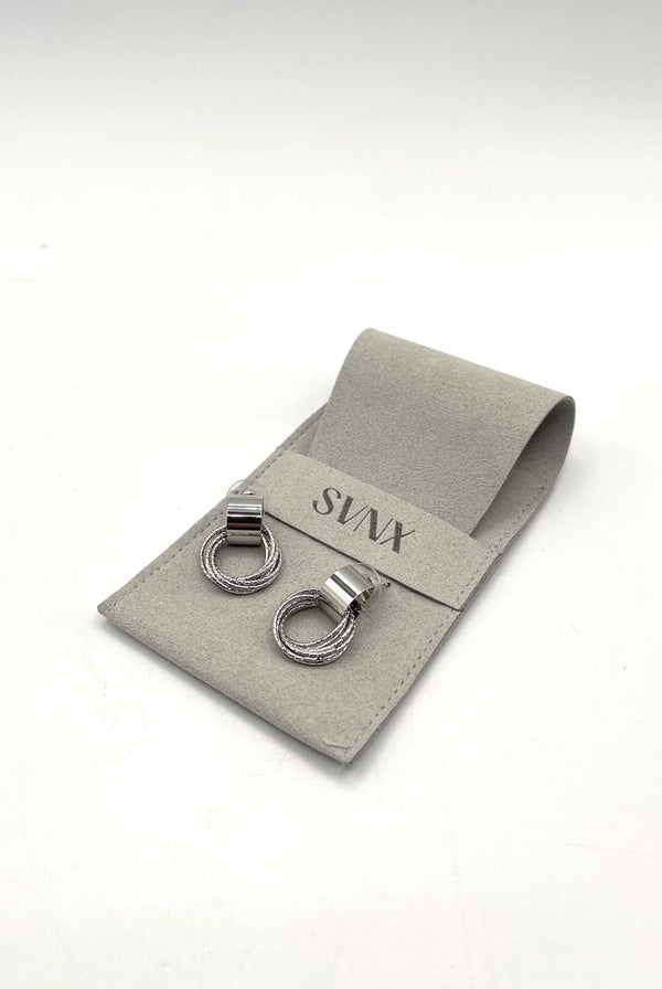 Goddiva Multi-Layer Circle Stud Earrings In Silver By SVNX