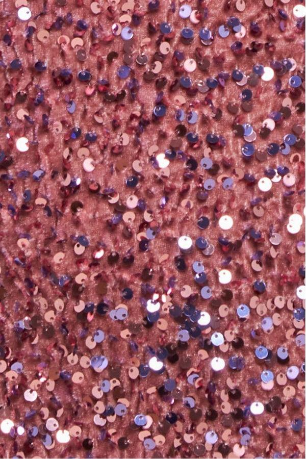 Goddiva Multi Sequin & Velvet Bardot Maxi Dress - Blush Pink By Goddiva