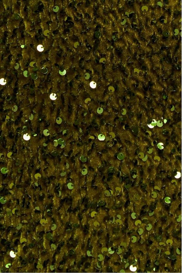 Goddiva Multi Sequin & Velvet Bardot Maxi Dress - Olive Green By Goddiva