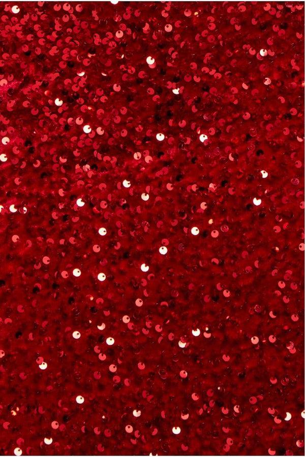 Goddiva Multi Sequin & Velvet Bardot Maxi Dress - Red By Goddiva