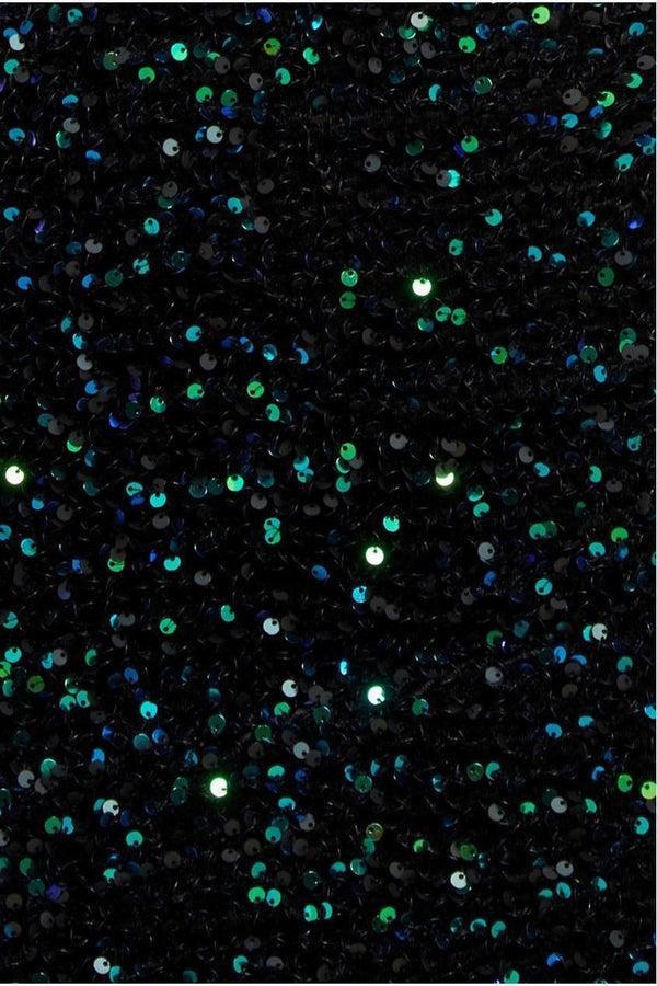 Goddiva Multi Sequin & Velvet Bardot Maxi - Emerald Green By Goddiva