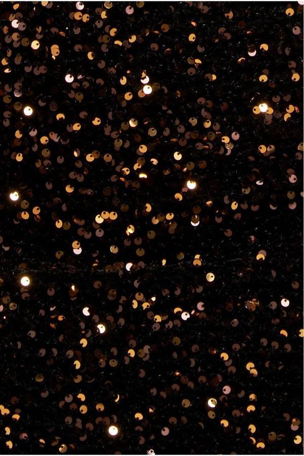 Goddiva Multi Sequin & Velvet Bardot Midi Dress - Gold By Goddiva