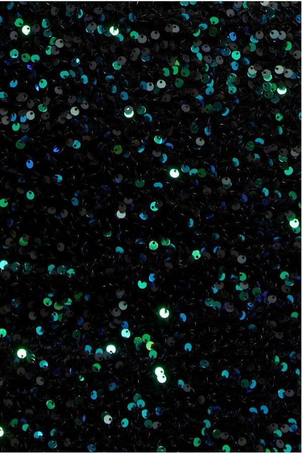 Goddiva Multi Sequin & Velvet Bardot Midi - Emerald Green By Goddiva