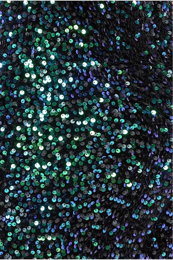 Goddiva Multi Sequin Velvet Bodycon Mini - Emerald Green By Goddiva